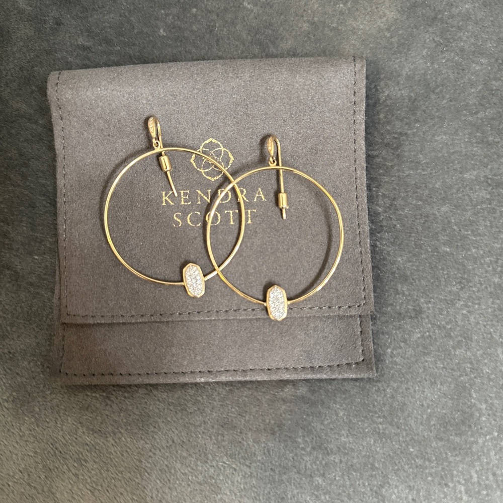 Kendra Scott 14k Gold Elora Hoop Earrings in White Diamond